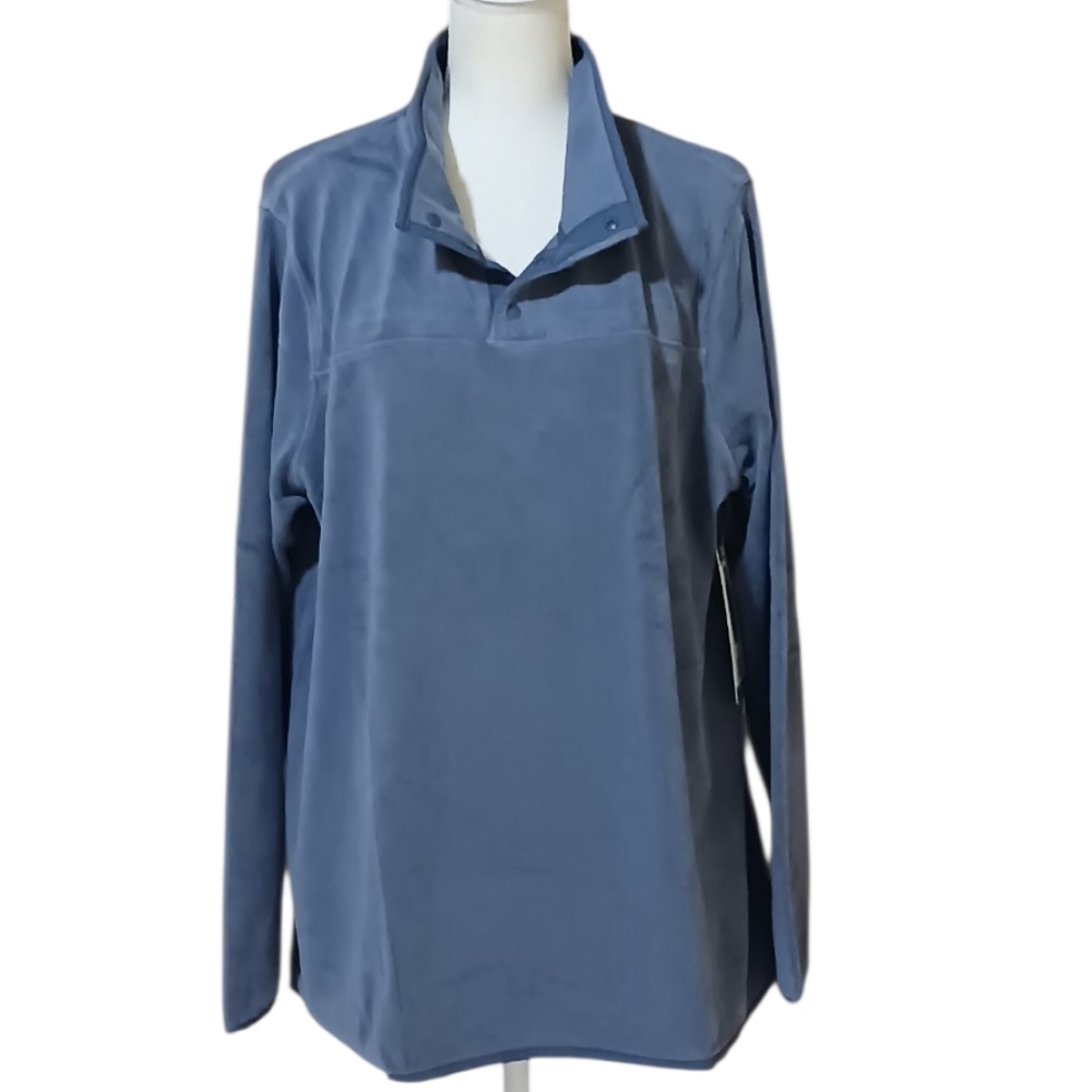 32° Heat Women's Blue Soft Velour Snap Closure Neckline Size XL NWT